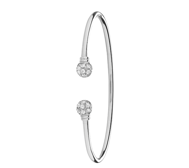 Silver Maidens Torc Bangle CZ Simulated Diamond Design | Shop Online Sarraf Jewellers UK - Sarraf Jewellers