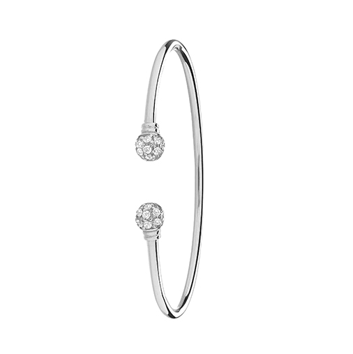 Silver Maidens Torc Bangle CZ Simulated Diamond Design | Shop Online Sarraf Jewellers UK - Sarraf Jewellers