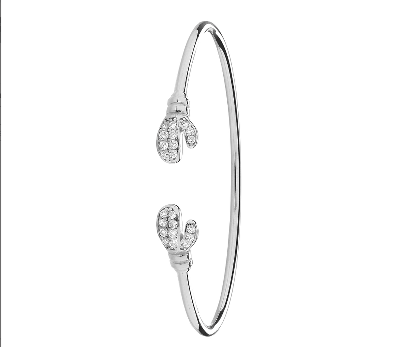 Silver Mainden Boxing Glove Bangle CZ Simulated Diamond Design | Shop Online Sarraf Jewellers UK - Sarraf Jewellers