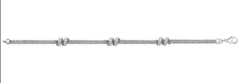 Silver Mesh Link Ladies Bracelet Rhodium Plated Design Simulated Diamond CZ | Shop Online Sarraf Jewellers UK - Sarraf Jewellers