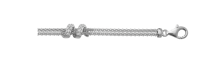 Silver Mesh Link Ladies Bracelet Rhodium Plated Design Simulated Diamond CZ | Shop Online Sarraf Jewellers UK - Sarraf Jewellers