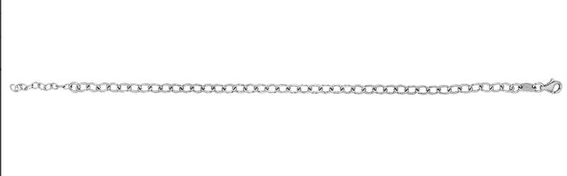 Silver Oval Cable Rhodium Plated Ladies Bracelet Extendable Plain Design | Shop Online Sarraf Jewellers UK - Sarraf Jewellers