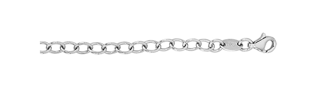 Silver Oval Cable Rhodium Plated Ladies Bracelet Extendable Plain Design | Shop Online Sarraf Jewellers UK - Sarraf Jewellers