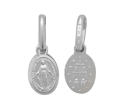 Silver Oval Miraculous MADONNA PENDANTS 925 Sterling Silver Plain Double Sided UK Hallmarked | Shop Online Sarraf Jewellers UK - Sarraf Jewellers