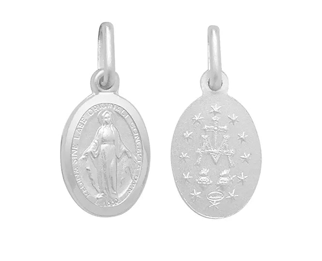 Silver Oval Miraculous MADONNA PENDANTS 925 Sterling Silver Plain Double Sided UK Hallmarked | Shop Online Sarraf Jewellers UK - Sarraf Jewellers