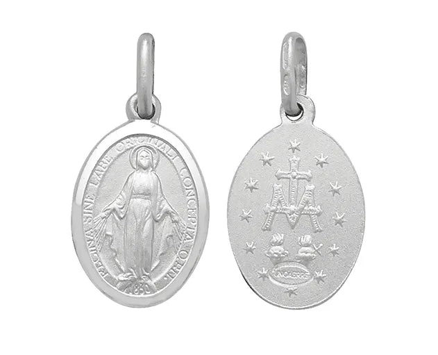 Silver Oval Miraculous MADONNA PENDANTS 925 Sterling Silver Plain Double Sided UK Hallmarked | Shop Online Sarraf Jewellers UK - Sarraf Jewellers