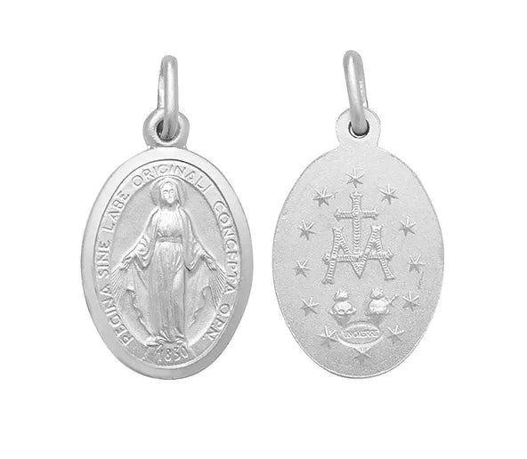 Silver Oval Miraculous MADONNA PENDANTS 925 Sterling Silver Plain Double Sided UK Hallmarked | Shop Online Sarraf Jewellers UK - Sarraf Jewellers