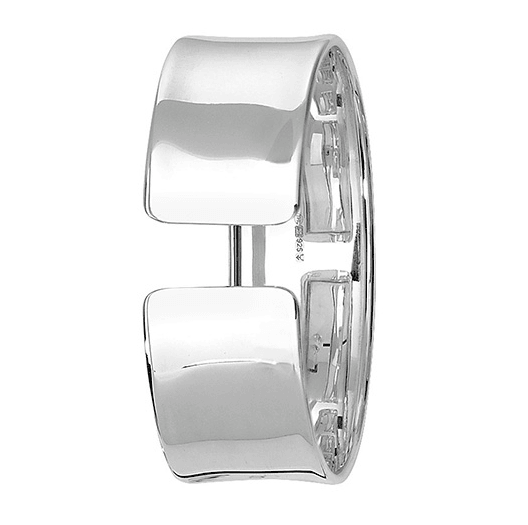 Silver Oval Thick Plain Design Cuff Bangle | Shop Online Sarraf Jewellers UK - Sarraf Jewellers