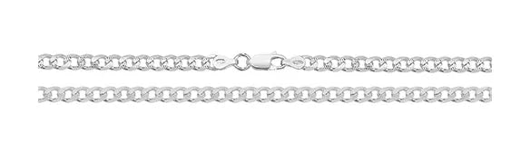 Silver Pave Curb Chain UK Hallmarked Plain Design Necklace | Shop Online Sarraf Jewellers UK - Sarraf Jewellers