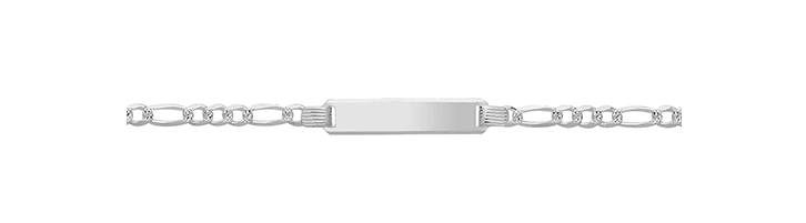 Silver Pave Figaro Link Ladies ID Bracelet Plain Design Free Engraving | Shop Online Sarraf Jewellers UK - Sarraf Jewellers