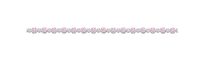 Silver Pink CZ Simulated Diamond Design Ladies Tennis Bracelet | Shop Online Sarraf Jewellers UK - Sarraf Jewellers