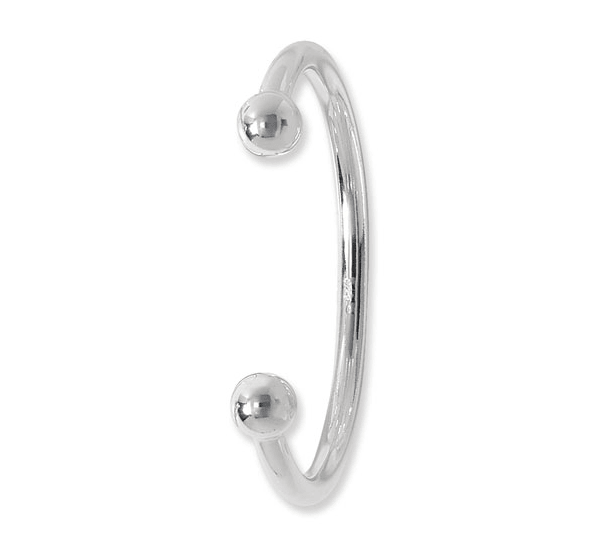 Silver Plain Oval Design Torc Bangle For Ladies | Shop Online Sarraf Jewellers UK - Sarraf Jewellers