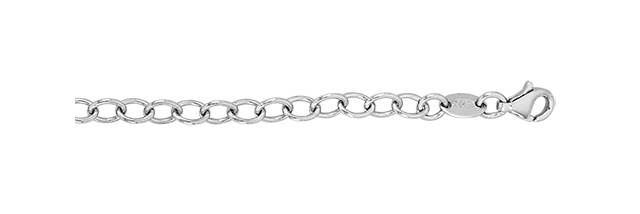 Silver Rhodium Plated Cable Link Ladies Bracelet Oval Design | Shop Online Sarraf Jewellers UK - Sarraf Jewellers