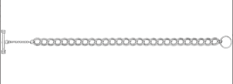 Silver Rhodium Plated Double Curb Link T-Bar Bracelet Plain Design | Shop Online Sarraf Jewellers UK - Sarraf Jewellers