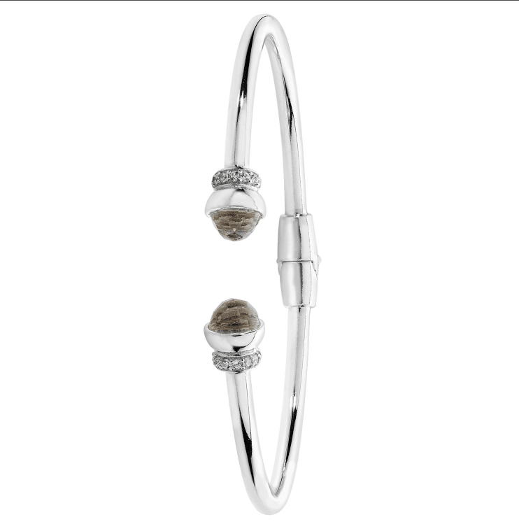 Silver Rhodium Plated Torc Bangle Crystal & CZ Diamond Simulated Design | Shop Online Sarraf Jewellers UK - Sarraf Jewellers