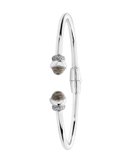 Silver Rhodium Plated Torc Bangle Crystal & CZ Diamond Simulated Design | Shop Online Sarraf Jewellers UK - Sarraf Jewellers