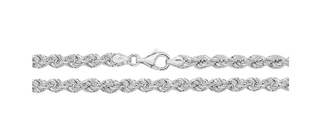 Silver Rope Link Chain Plain Thick Design Necklace UK Hallmarked | Shop Online Sarraf Jewellers UK - Sarraf Jewellers