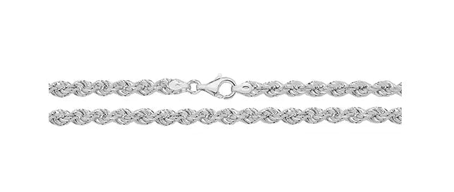 Silver Rope Link Necklace Plain Design Chain UK Hallmarked | Shop Online Sarraf Jewellers UK - Sarraf Jewellers