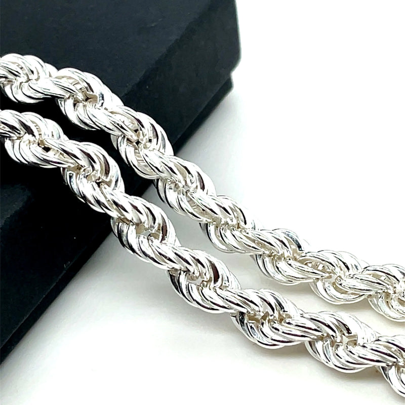 Silver Rope Link Necklace Plain Design Chain UK Hallmarked | Shop Online Sarraf Jewellers UK - Sarraf Jewellers