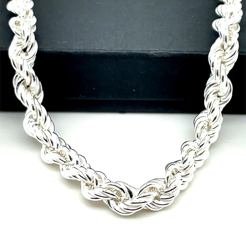 Silver Rope Link Necklace Plain Design Chain UK Hallmarked | Shop Online Sarraf Jewellers UK - Sarraf Jewellers