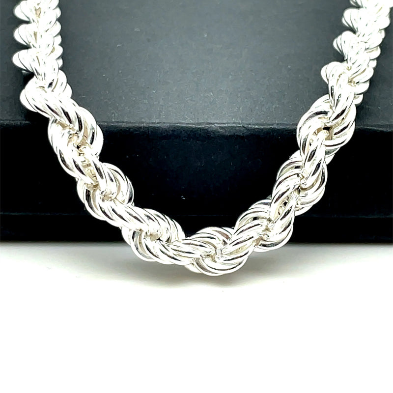 Silver Rope Link Necklace Plain Design Chain UK Hallmarked | Shop Online Sarraf Jewellers UK - Sarraf Jewellers