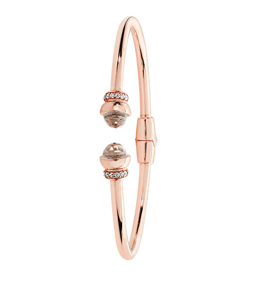 Silver Rose Gold Plated Torc Bangle Crystal & CZ Diamond Simulated Design | Shop Online Sarraf Jewellers UK - Sarraf Jewellers