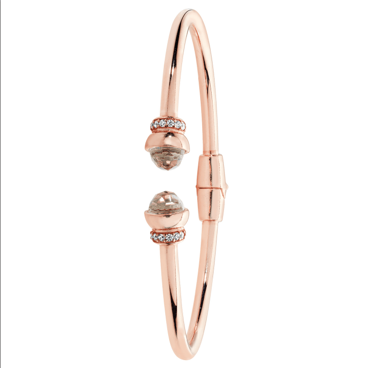 Silver Rose Gold Plated Torc Bangle Crystal & CZ Diamond Simulated Design | Shop Online Sarraf Jewellers UK - Sarraf Jewellers