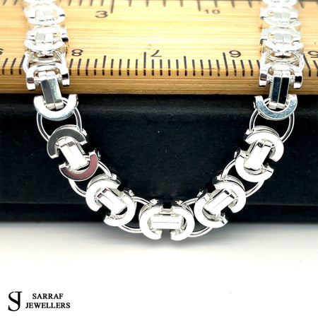 Silver Round Belcher Necklace Plain Light Design Chain UK Hallmarked | Shop Online Sarraf Jewellers UK - Sarraf Jewellers