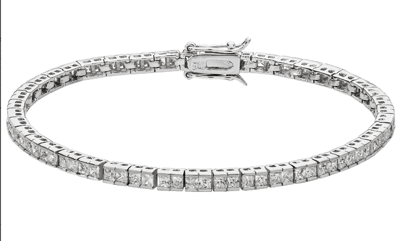 Silver Simulated Diamond CZ Ladies Tennis Bracelet | Shop Online Sarraf Jewellers UK - Sarraf Jewellers