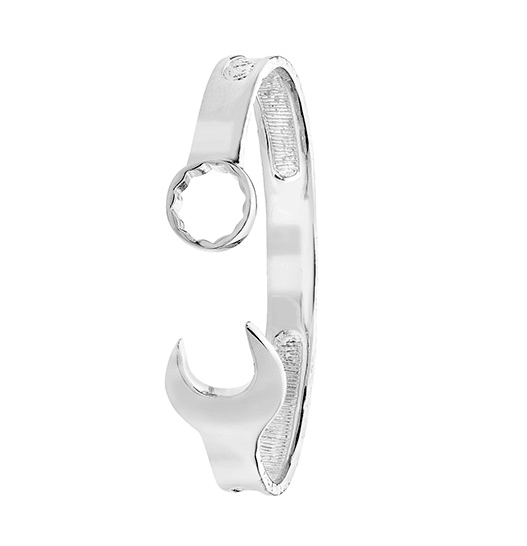 Silver Spanner Tool Bangle Patterned Design | Shop Online Sarraf Jewellers UK - Sarraf Jewellers