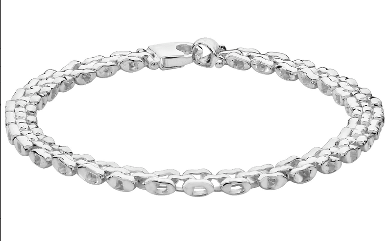 Silver Square Link Bracelets Ladies Plain Design | Shop Online Sarraf Jewellers UK - Sarraf Jewellers