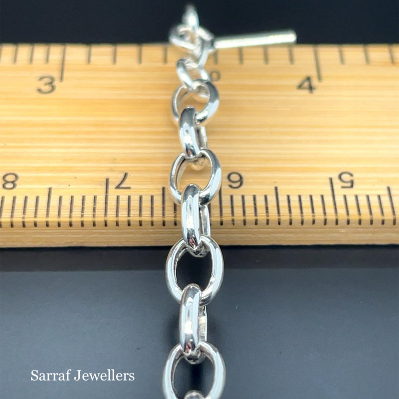 Silver T-Bar Heart Charm Bracelet Ladies Plain Desing Free Engraving | Shop Online Sarraf Jewellers UK - Sarraf Jewellers