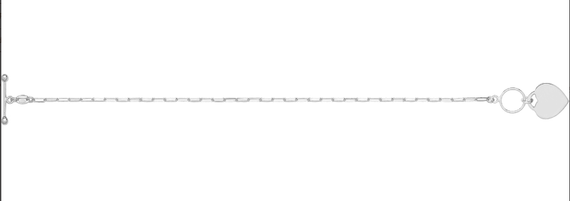 Silver T-Bar Heart Charm Paperclip Link Bracelet Ladies Plain Desing Free Engraving | Shop Online Sarraf Jewellers UK - Sarraf Jewellers