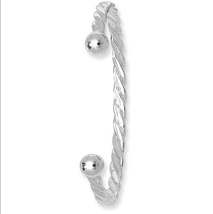 Silver Twisted Torc Bangle Oval Design For Ladies | Shop Online Sarraf Jewellers UK - Sarraf Jewellers