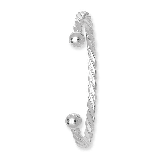 Silver Twisted Torc Bangle Oval Design For Ladies | Shop Online Sarraf Jewellers UK - Sarraf Jewellers