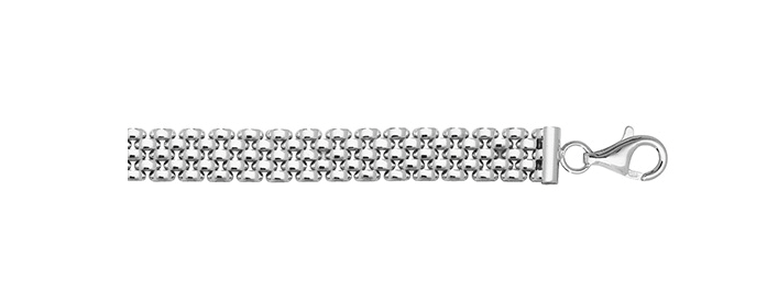 Silver Watch Link Bracelet Ladies Rhodium Plated Design | Shop Online Sarraf Jewellers UK - Sarraf Jewellers