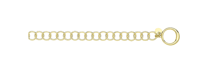 Silver Yellow Gold Plated Circle Link T-Bar Bracelet Plain Design | Shop Online Sarraf Jewellers UK - Sarraf Jewellers