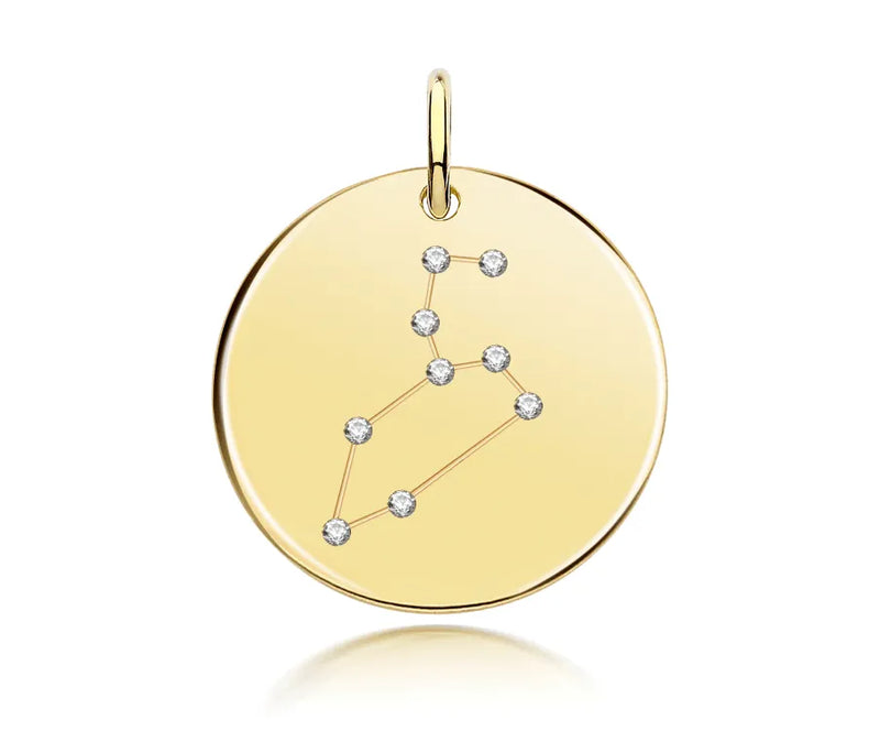 Silver ZODIAC CONSTELLATION HOROSCOPE PENDANTS 925 Sterling Silver Rhodium Plated & Gold Plated Simulated Diamond CZ Round Design UK Hallmarked | Shop Online Sarraf Jewellers UK - Sarraf Jewellers