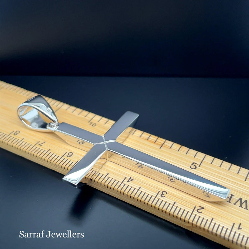 Solid 925 Sterling Silver Cross Heavy Plain Design UK Hallmarked | Shop Online Sarraf Jewellers UK - Sarraf Jewellers