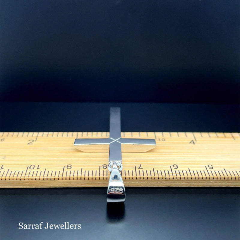 Solid 925 Sterling Silver Cross Heavy Plain Design UK Hallmarked | Shop Online Sarraf Jewellers UK - Sarraf Jewellers