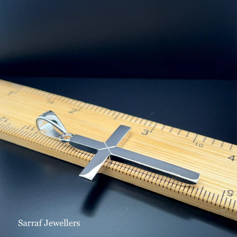 Solid 925 Sterling Silver Cross Heavy Plain Design UK Hallmarked | Shop Online Sarraf Jewellers UK - Sarraf Jewellers