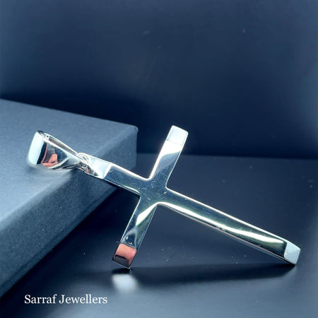 Solid 925 Sterling Silver Cross Heavy Plain Design UK Hallmarked | Shop Online Sarraf Jewellers UK - Sarraf Jewellers