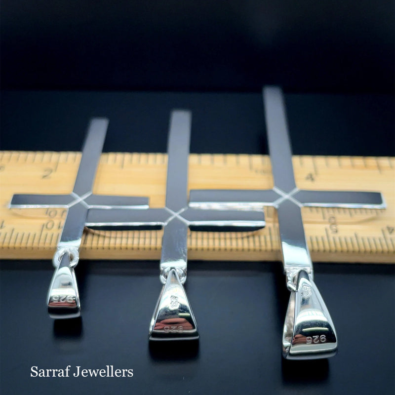 Solid 925 Sterling Silver Cross Heavy Plain Design UK Hallmarked | Shop Online Sarraf Jewellers UK - Sarraf Jewellers