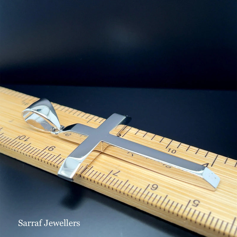 Solid 925 Sterling Silver Cross Heavy Plain Design UK Hallmarked | Shop Online Sarraf Jewellers UK - Sarraf Jewellers