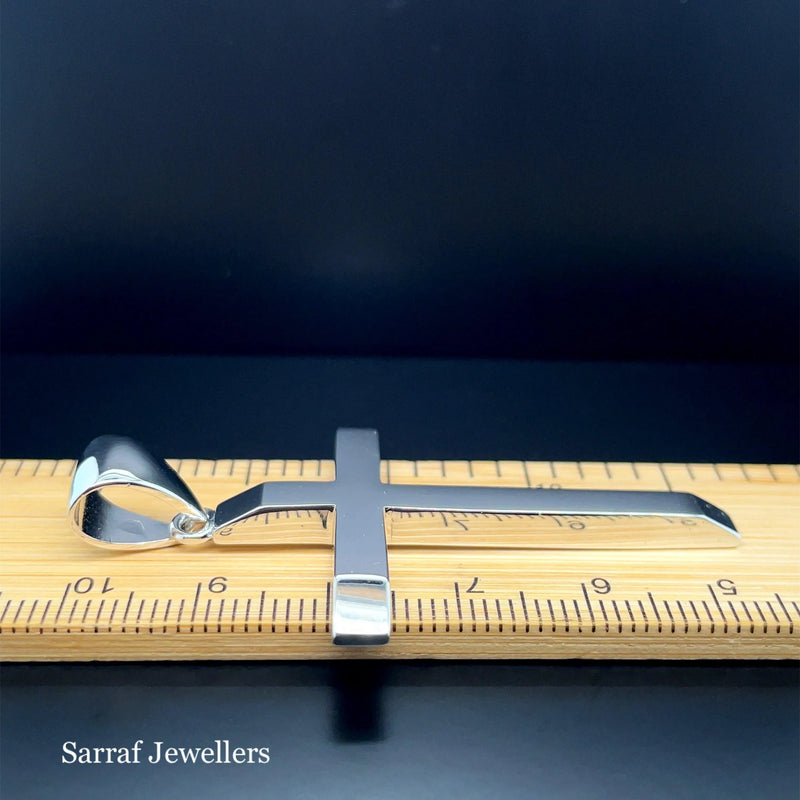 Solid 925 Sterling Silver Cross Heavy Plain Design UK Hallmarked | Shop Online Sarraf Jewellers UK - Sarraf Jewellers