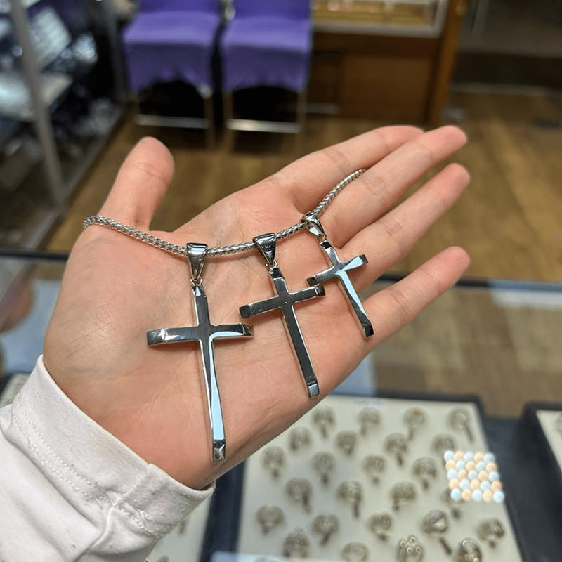 Solid 925 Sterling Silver Cross Heavy Plain Design UK Hallmarked | Shop Online Sarraf Jewellers UK - Sarraf Jewellers