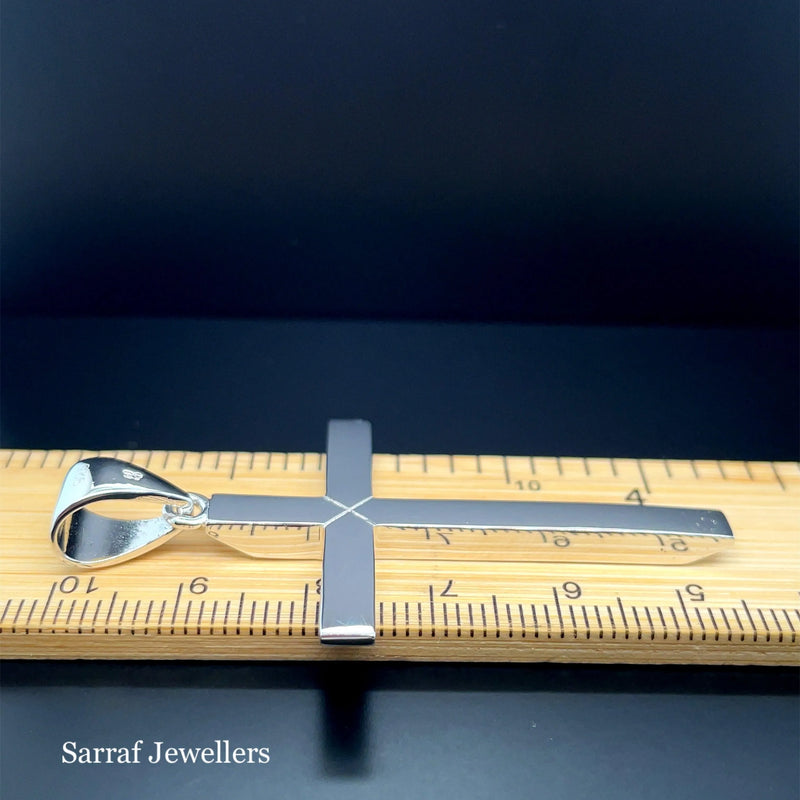 Solid 925 Sterling Silver Cross Heavy Plain Design UK Hallmarked | Shop Online Sarraf Jewellers UK - Sarraf Jewellers