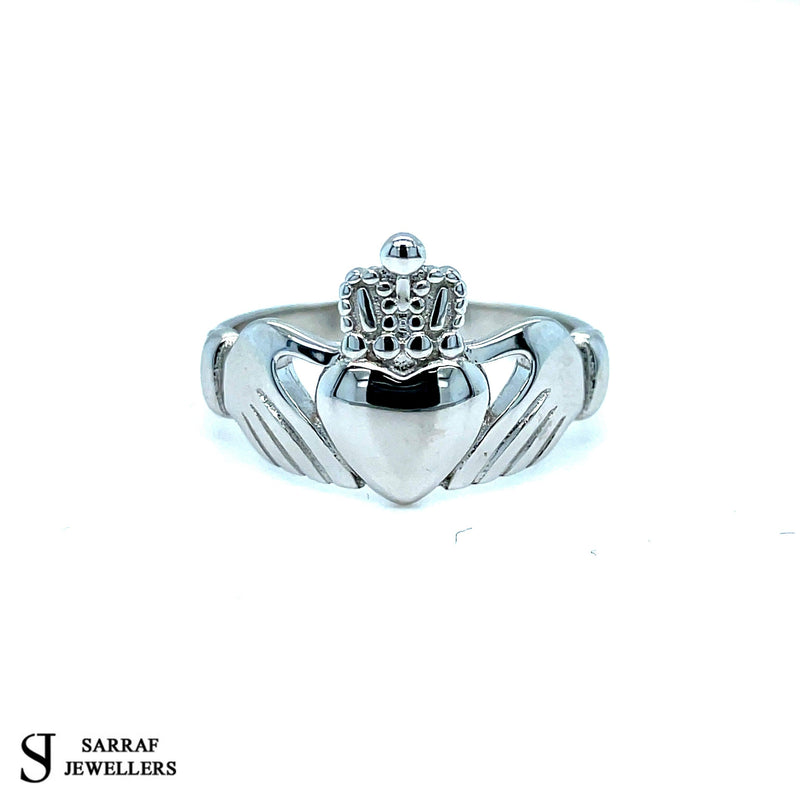 The Best Irish Celtic Claddagh SOLID Silver Ring 925 Stamp Sterling Silver in Sizes M to X 4gr - Sarraf Jewellers