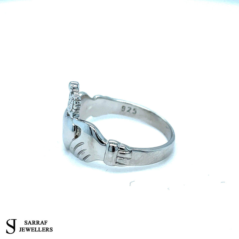 The Best Irish Celtic Claddagh SOLID Silver Ring 925 Stamp Sterling Silver in Sizes M to X 4gr - Sarraf Jewellers