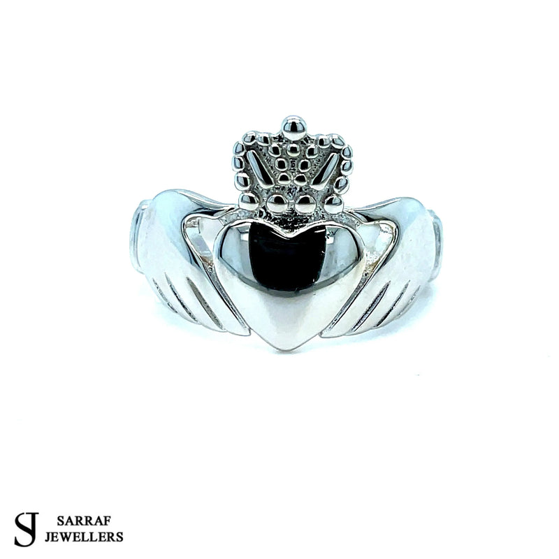 The Best Irish Claddagh SOLID Silver Ring 925 Stamp Sterling Silver in Sizes L - X 5.5g - Sarraf Jewellers